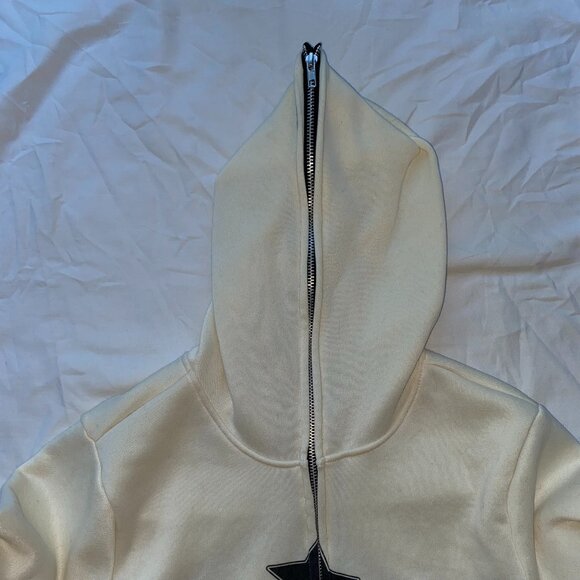 4Tune ivory zip up hooded sweatshirt jacket, Small - Picture 3 of 5